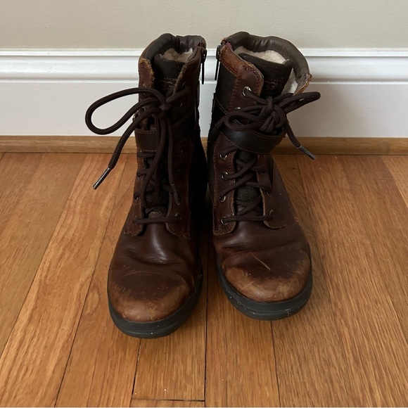 Ugg Australia Kesey Brown Lace Up Leather Combat Outdoor Boot Women’s Size 6 - Picture 4 of 9